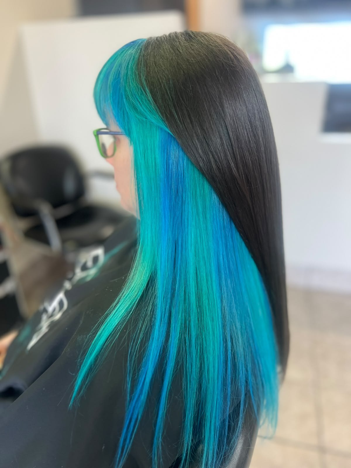Turquoise colour panel by Kelly May at Shear Bliss