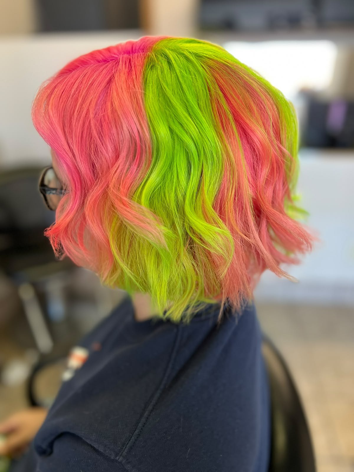 Pink & lime colour by Kelly May at Shear Bliss